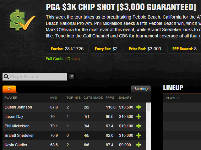 Pick Your Team Of Golfers - You have 50k to spend for 6 golfers.