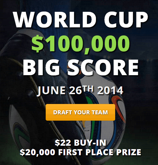 Soccer now at DraftStreet for World Cup 2014. Goaaalllllllllllllllllll!