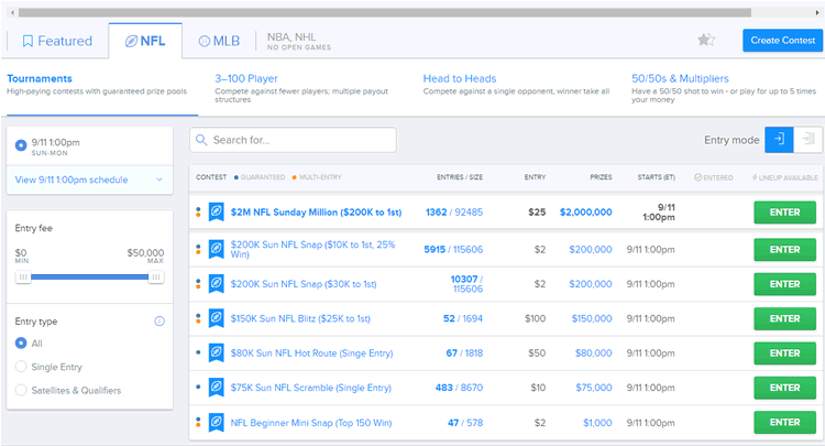New Fanduel lobby 2017