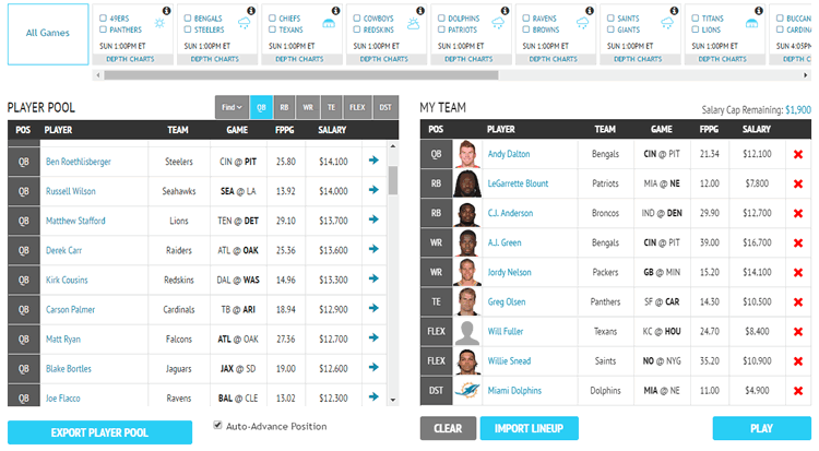 Draft your team and submit lineup