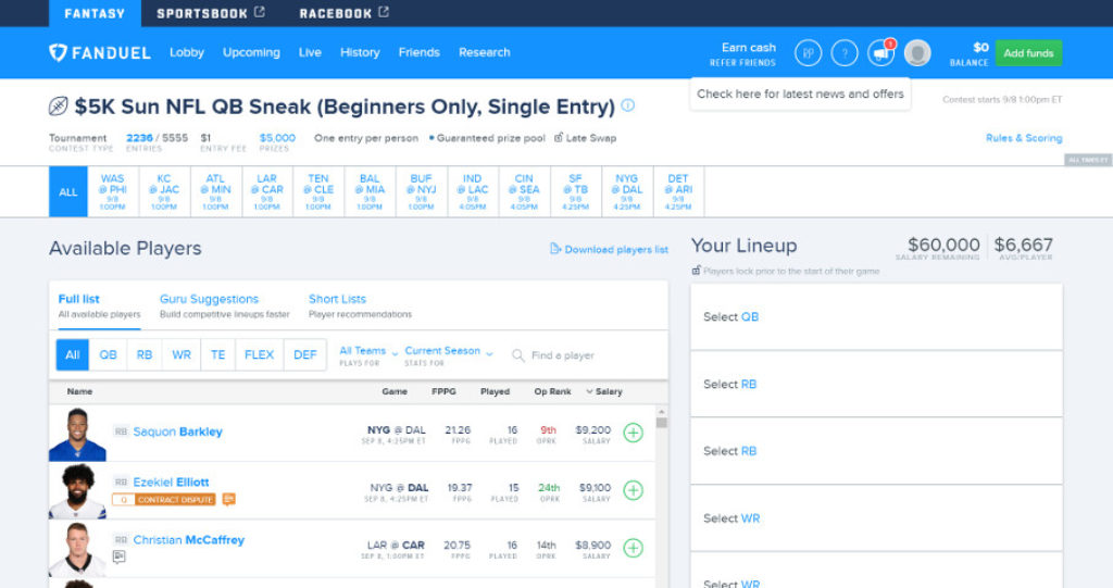 How To Play One Week Fantasy Football Beginners Guide 101